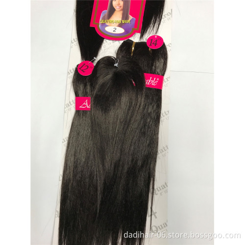 Hot sale Adorable top quality synthetic hair extension,straight yaki weave 4pcs/lot has 4 different length of hair weave fringe